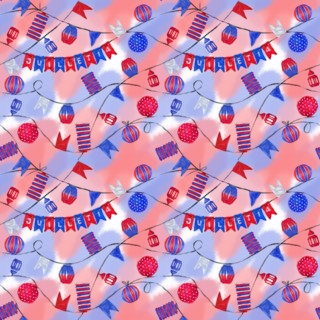 Bastille Day Street Decorations Seamless Pattern. Lanterns and Flags Seamless Rapport for Background, Print, and Textile. France Patriotic Design.