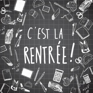 French Back to school doodles vector background