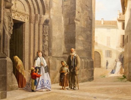 L'Elemosina (meaning Charity or Donation) by Giovanni Beri in 1865. Oil on canvas. Castello Visconteo Museum in Pavia, Italy.