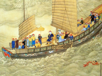 China: The Kangxi Emperor on tour. Detail of handscroll painting, early 18th century.

Emperor Kangxi, personal name Xuanye and temple name Shengzu, was the fourth ruler of the Qing Dynasty and the se...