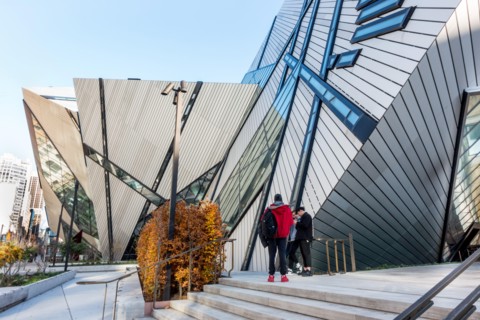 The unusual architectural design of Ontario's Royal Ontario Museum, a  landmark and tourist attraction at Bloor and Univesity Ave in Toronto Canada.