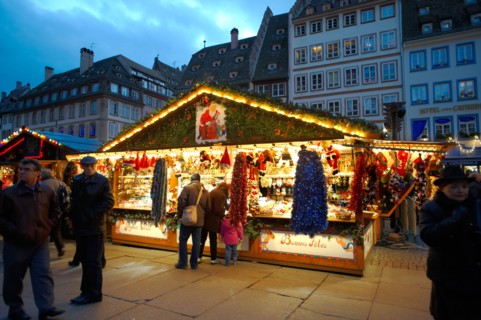 Christmas market at dusk - Strasbourg France