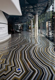 Graz, Kunsthaus, Vestibül mit Fußbodengestaltung von J. Lambie