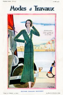 Modes Et Travaux, May 1931 cover of the French fashion magazine, outfit by Lucile-Paray in a North African harbour