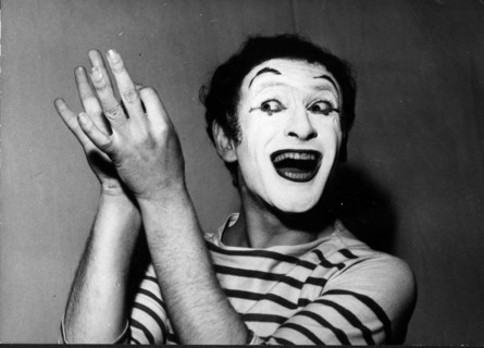 French mime Marcel Marceau miming