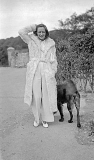 American actress Joan Crawford circa 1935 with dog