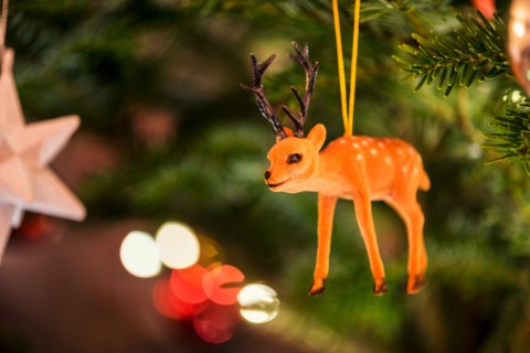 Miniature Reindeer hanging in Christmas Tree