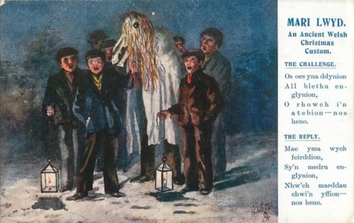 English: Mari Lwyd . before 1918. Unknown 37 An ancient welsh Christmas custom