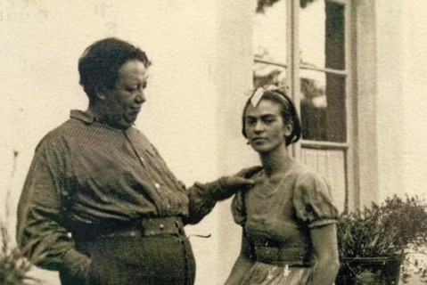 Vintage black and white photograph of Diego Rivera and Frida Kahlo taken in the early 1930's by Guillermo Kahlo (1871-1941)