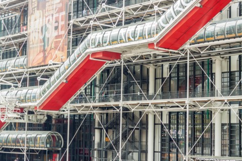 PARIS, FRANCE -  APRIL 26:Centre Georges Pompidou on april 26, 2013 in Paris. The postmodern structure completed in 1977 is one of most popular landma