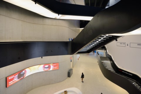 Interior Staircases in the MAXXI Art Gallery or Art Museum, National Museum of 21st-Century Arts, Rome designed by Zaha Hadid in 2010