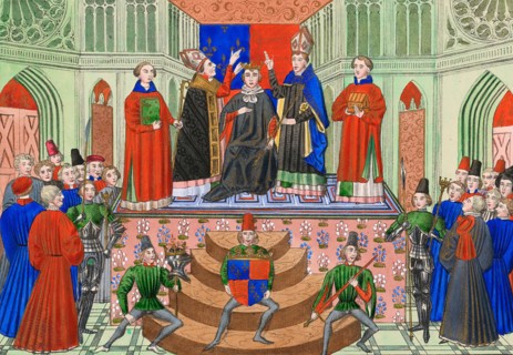 HENRY IV OF ENGLAND (1367-1413) is crowned at Westminster Abbey 13 October 1399