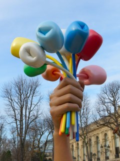 Bouquet of Tulips sculpture in Jardin des Champs-Élysées by Jeff Koons in memory of Paris terrorist victims, Paris, France