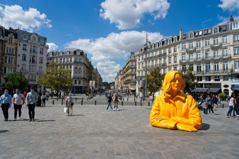 Lille France - 4 August 2020 - In front of Lille Flanders railway station