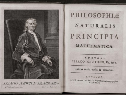 Philosophiæ Naturalis Principia Mathematica, or Mathematical Principles of Natural Philosophy, commonly known as the Principia by Sir Isaac Newton.  Newton published the Principia in three volumes, in...