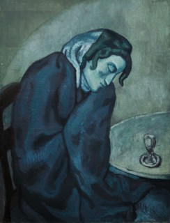Painting 'Sleeping Drinker' by Pablo Picasso (1902) on display in the Museum of Fine Arts (Kunstmuseum Bern) in Bern, Switzerland.