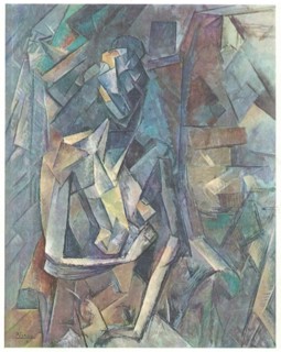Pablo Picasso, 1909-10, Figure dans un Fauteuil (Seated Nude, Femme nue assise), oil on canvas.  Picasso demonstrated extraordinary artistic talent in his early years, painting in a naturalistic manne...