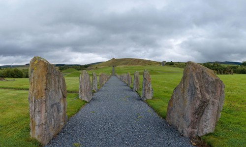 the standing stones and gravel footpath in the North-South Line of the Crawick Multiverse in Dumfries and Galloway