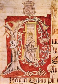 Henry VIII (1491-1547), 1517. A portrait taken from the Trinity plea roll (K.B. 27/1024). Plea rolls-áare parchment rolls recording details of-álegal-ásuits or actions in a court of law in England. Co...
