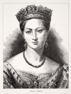 queen victoria early portrait full face head shoulders monarch empress necklace earring crown young history royal UK GB English
