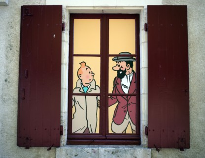 Tintin window display at the Chateau Cheverny Loire Valley France