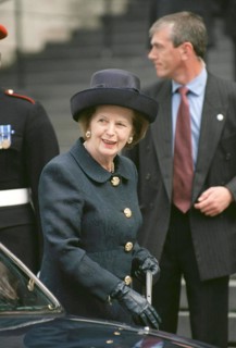 MARGARET THATCHER ATTENDING MEMORIAL SERVICE IN LONDON