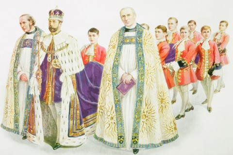 King George V entering Westminster Abbey for his coronation ceremony,