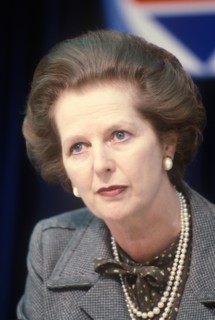 Mrs Margaret Thatcher  portrait 1983 General Election press conference London UK 1980s. HOMER SYKES