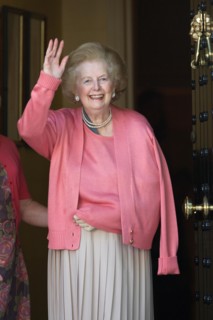 File pics: Belgravia, London, UK. Baroness Thatcher dies, aged 87
Picture shows an archive photograph of Baroness Thatcher returning home from hospital after breaking her arm back in 2009 to greet the...