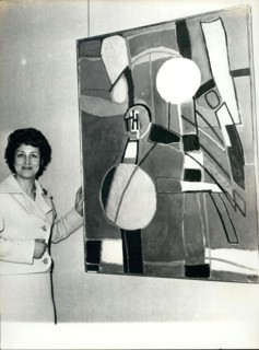 May 19, 1963 - Francoise Gilot and artwork by Picasso at Coard Gallery, Paris .c