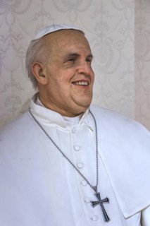 Poland, Cracow: Wax statue of Pope Francis at the Krakow Wax Museum.