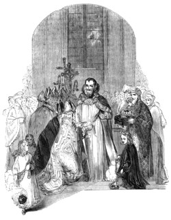 The coronation in Westminster Abbey of Henry IV (1367 -1413), aka Henry Bolingbroke who was King of England and Lord of Ireland from 1399 to 1413, and asserted the claim of his grandfather, Edward III...