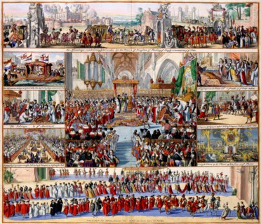 William III and his wife Mary Stuart were crowned as King and Queen of England during a session of the British House of Lords on 11 April 1689. Romeyn de Hooghe (1645-1708) documented this day in the ...