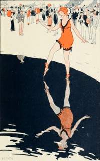 Bathing in the Sea Illustration from Les ilots d'amour [The Islands of Love] by Sonolet, Louis, 1874-1928 Published in Paris in 1911