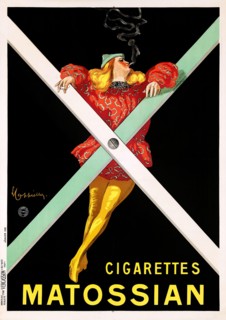 Cigarettes Matossian (1921). French Poster by Leonetto Cappiello Artwork. Woman smoking at a cross.
