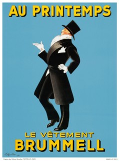 French Poster – Artwork by Leonetto Cappiello. High resolution. Digitally enhanced / improved. AU PRINTEMPS. Le Vetement Brummell (French) 1936.