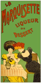 A turn of the 20th century, French advertising poster by Leonetto Cappiello (1875-1942), featuring two young women tasting La Marquisette, an alcoholic drink particularly present in the south-east of ...