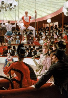 James Tissot. Painting entitled "Women of Paris: The Circus Lover" by the French artist, Jacques Joseph Tissot (1836 -1902), oil on canvas, 1885