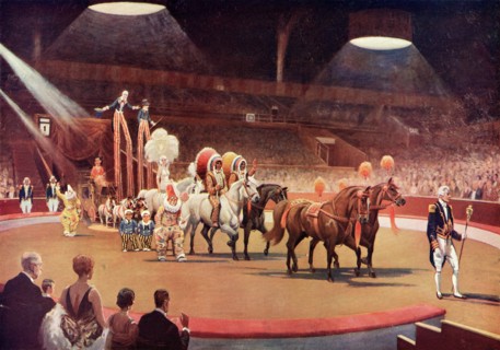 The Parade before the Performance, after the painting entitled Circus by Seago. From The Illustrated London News