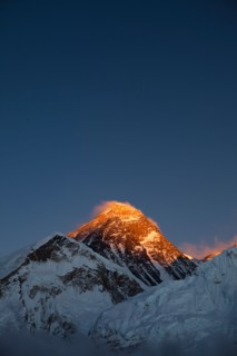 October 2009  Everest at Sunset - ice and snow on the mountains of  Everest from Kala Patar - Mount Everest Summit