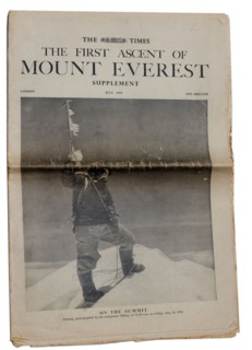 The Times supplement from 1953 announcing the first ascent of Mount Everest