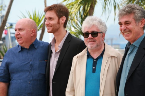 Cannes, France. 17th May, 2014. Agust’n Almod—var, Dami‡n Szifr—n, Pedro Almod—var and Hugo Sigman, at the photo call for the film Wild Tales (Relatos Salvajes) at the 67th Cannes Film Festival, Satur...