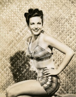 The American actress Cathy Downs wearing a two-piece swimsuit 40s