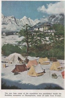 Photo of the base camp of the 1953 Everest Expedition during  the succesful summit of Mount Everest by Sir Edmund Hilary and Sherpa Tenzing Norgay on 29 May 1953.
from The Times Everest supplement pub...