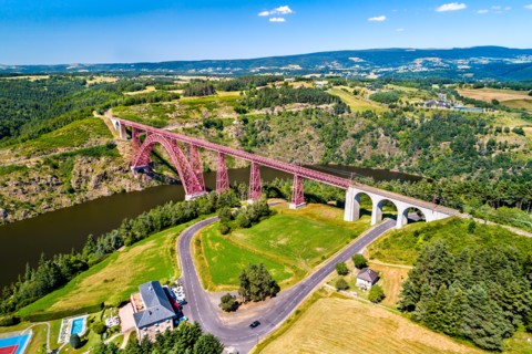 Garabit Viaduct, a railway arch bridge constructed by Gustave Eiffel. Cantal, France