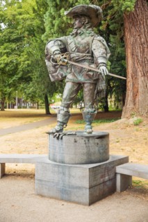 Editorial: MAASTRICHT, LIMBURG, NETHERLANDS, July 29, 2018 - The statue of d'Artagnan in the city park of Maastricht