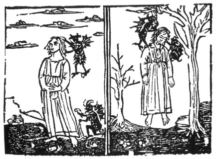 Hanging of a farm woman declared by the Inquisition to be possessed by demons. It has been estimated that tens of thousands of people were executed for witchcraft in Europe and the American colonies o...