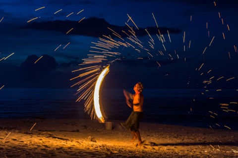 Fire show on a beach in Papua New Guinea