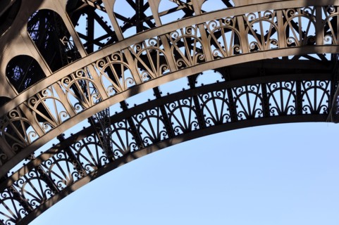 Eiffel Tower detail in Paris, France