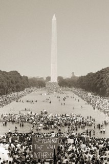 Washington; D.C.; Poor People's Campaign; Solidarity Day; June 19; 1968.  The crowd in the foreground is standing on the steps before the Lincoln Memorial; looking towards the Reflecting Pool and the ...